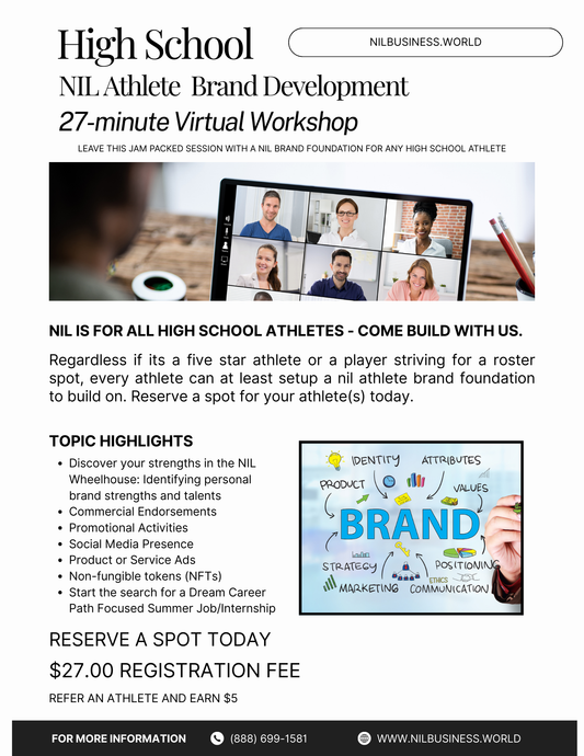 High School NIL Brand Development 27-minute Virtual Mini-Workshop